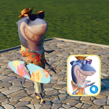 Bodhi is een Haai op twee benen, met een surfplank onder de arm. Hij draagt een strohoedje, een donkere zonnebril, een vakantiehemdje, lange shorts en een gigantische 'smile' waarbij zijn driehoekige tanden goed tot hun recht komen. Rechtsonderaan staat het portretje zoals het verschijnt in het spelmenu.