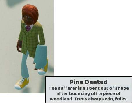 Pine Dented: de toestand van de Patiënt na een klap van een naaldboom.