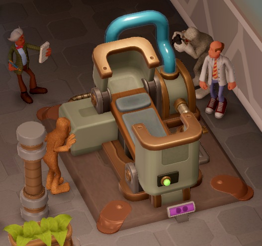 De Douse 'n Dose II heeft ten opzichte van versie I een extra metalen aanbouw aan de linkerkant. Een Bezoeker, twee Yeti's en een Professor omringen de Douse 'n Dose II.