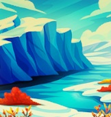 Een besneeuwde baai biedt uitzicht op de 'Farflung Cliffs'.