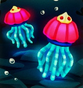 Twee Jellyfishes zwemmen tegen een donkere achtergrond.