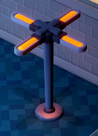 De Heater is een verwarmingstoestel dat bestaat uit een lange paal, met aan de bovenkant vier verwarmingselementen, in rechte hoeken tegenover elkaar gerangschikt.