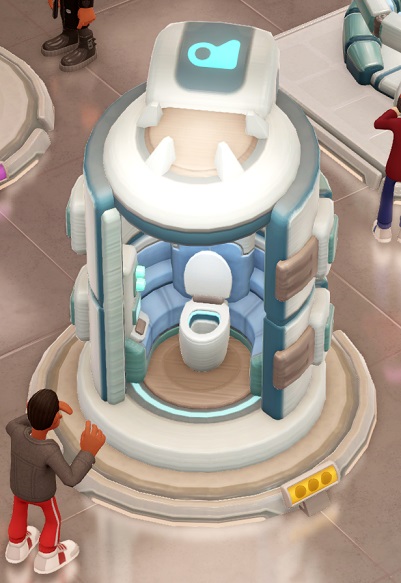 De Lavatory Laboratory is een geopende metalen cilinder, met binnenin een Toilet. Een Bezoeker staat voor de Anomalie en bekijkt de wc.