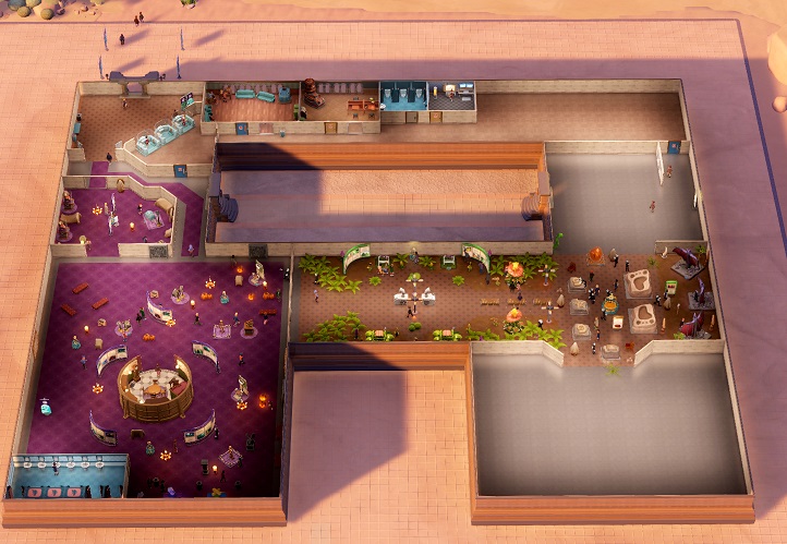 Een bovenaanzicht van het Remote Rock Pop-up Museum. Dit Museum heeft geen Helipad.