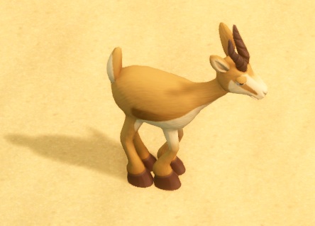 Een Sprungbok in zijn Habitat. De Sprungbok parodieert de Springbok, een Afrikaanse Antilope, en lijkt er uiterlijk dan ook sterk op.